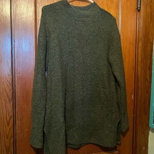 Old Navy Forest Green Knit Crewneck Sweater Womens Medium Long